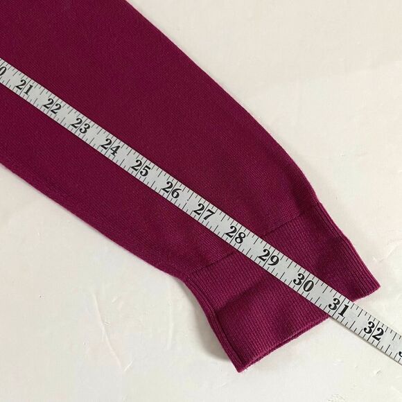 Chicos Semi Sheer Long Cardigan Sweater Womens Size 2 (XL) Burgundy Open Front - Picture 13 of 14